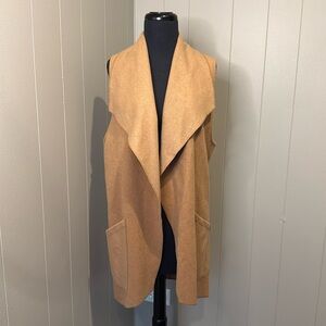 Sophia Reyes Women’s One Size Long Open Vest Cardigan Lapels Wool Pockets